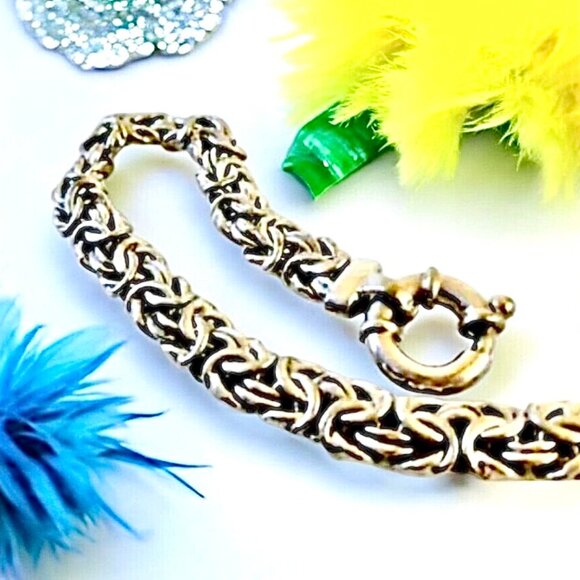 Sterling Silver Chain Bracelet Vintage Signed 16 grams Made in Italy 7.5" - Picture 3 of 13